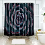 Beddinginn Succulents Plant Print Shower Curtain, Green Plant Theme Shower Curtain with Cloth Fabric Bathroom Decor Set with Hooks, 72 x 72 Inches