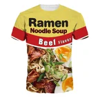 Beef Noodle Unisex Casual Short Sleeve 3D Pattern T-Shirt
