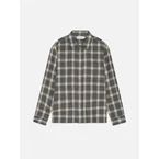 Straight Hem Plaid Shirt -- Grey Plaid
