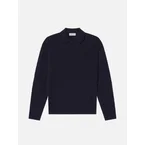 Cable Polo Sweater -- Dark Navy