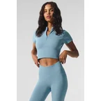 Seamless Winter Warm Plush Cropped Short Sleeve - Celestial Blue