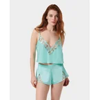 Leonora Luxury Satin Cami and Short Set Island Paradise Blue/Sheer
