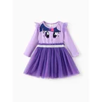 My Little Pony Toddler Girl Rainbow Dash Ruffle Mesh Fabric Long Sleeve Dress Light Purple