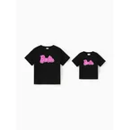Barbie Mommy and Me Letter Print Short Sleeve Cotton Tee Black