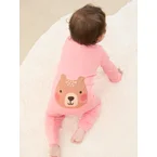 Bamboo Baby Boy / Girl Childlike Animal Pattern 2-way Zipper Footie Orange red