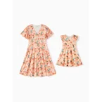 Disney Princess Mommy and Me Moana Tropical Floral V-neck Dress Orange