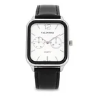 Valentino Leather Strap Analog Watch for Men 20122492-BLK STRAP-WHT DIAL