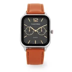 Valentino Leather Strap Analog Watch for Men 20122492-BROWN STRAP-BLK DIAL