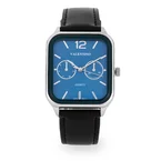 Valentino Leather Strap Analog Watch for Men 20122492-BLACK STRAP-BLUE DIAL