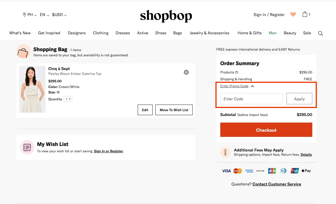How to use a working coupon code? - Shopbop